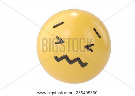 Feel Bad Emoji Isolated On White Background. 3d Illustration.