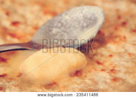 Fresh Parotta, A Traditional Breakfast Item In Indian Subcontinent With Ghee