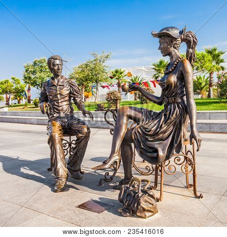 Batumi, Georgia - September 22, 2015: Sculpture Composition Me, You And Batumi By Irakli Tsuladze In