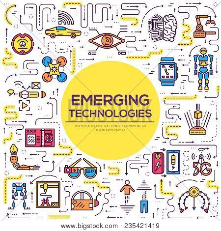 Technology Thin Line Icons Set. Automation Outline Artificial Intelligence Tech Vector