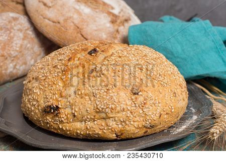 Farmers Homemade Organic Wheat, Barley And Rye Bread In Assortment