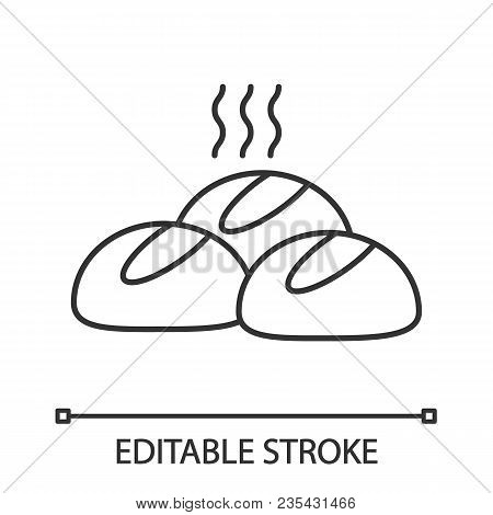 Dinner Rolls Linear Icon. Thin Line Illustration. Round Buns. Contour Symbol. Vector Isolated Outlin