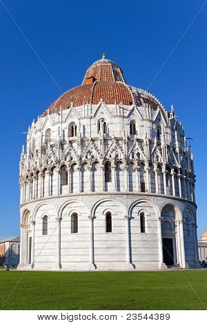 The Baptistry in Cathedral Square in Pisa Italy.