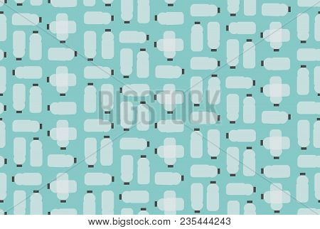 Seamless Pattern: Plastic Bottles On Light Blue Background