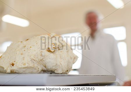 Preparing And Weighing Dough In A Large Bakery.