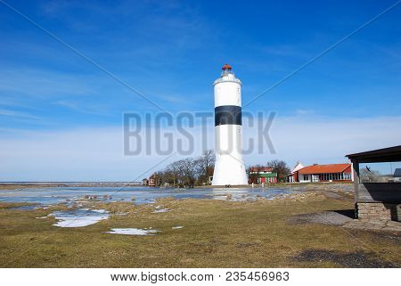 The Lighthouse By Ottenby At The Swedish Island Oland In The Baltic Sea, A Famous Birdwatching Site