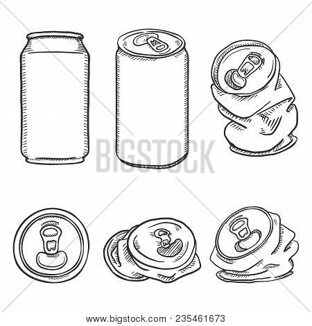 Vector Set Of Sketch Aluminium Can Illustrations