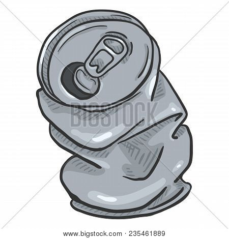 Vector Cartoon Crumpled Beer Can