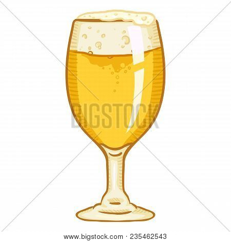 Vector Single Cartoon Glass Of Light Beer With Foam