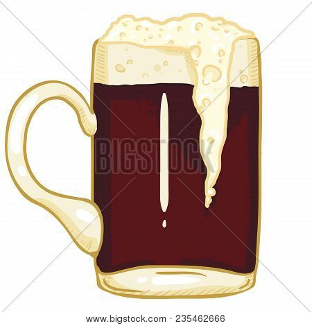 Vector Single Cartoon Glass Of Light Beer With Foam