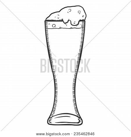 Vector Sketch Glass Of Beer With Foam