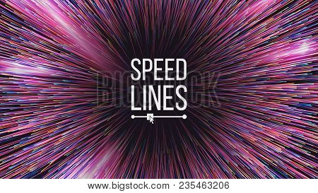 Speed Lines Vector. Starburst Effect. Burst Background. Glowing Rays Colorful Lines. Illustration