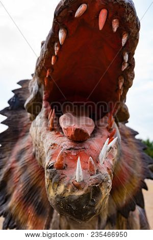 Dinosaur Mouth With Big Teech Close Up