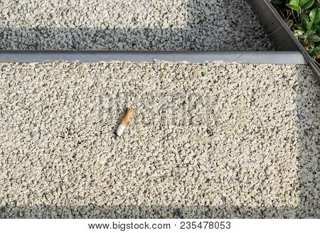 Dust And Cigarette Butt On Stairs In Apartment Block, Nanjing, China