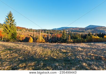 Morning Carpathian Mountains And Village Hamlets On Slopes (yablunytsia Village And Pass, Ivano-fran