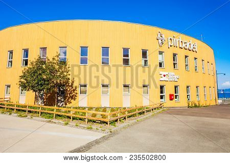 Trondheim, Norway - August 03, 2017: Pirbadet Waterpark Is A Largest Indoor Swimming Pool In Norway,
