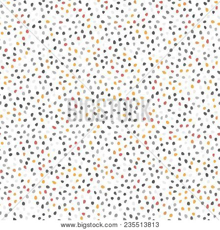 Seamless Background With Colored Random Elements. Abstract Ornament. Dotted Abstract Pattern