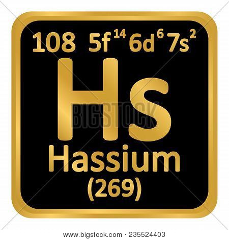 Periodic Table Element Hassium Icon On White Background. Vector Illustration.