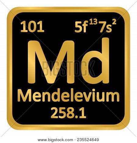 Periodic Table Element Mendelevium Icon On White Background. Vector Illustration.