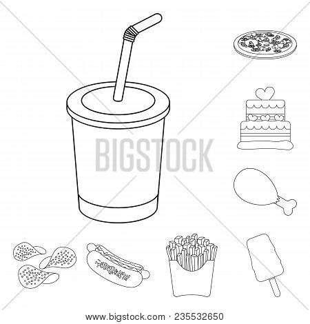 Fast Food Outline Icons In Set Collection For Design.food From Semi-finished Products Vector Symbol 