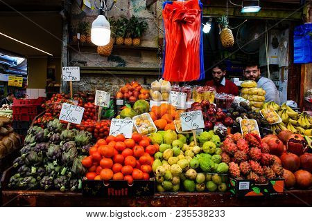 Jerusalem Israel February 19-2018 Unknowns People Shopping At The Mahane Yehuda Market In Jerusalem 