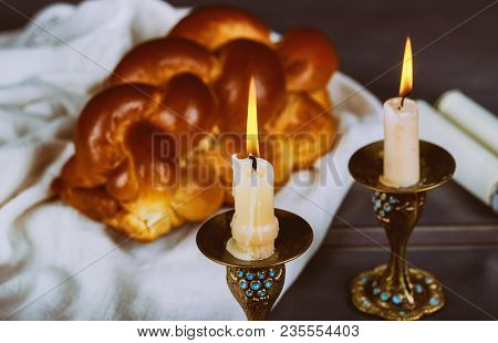 Traditional Jewish Homemade Freshly Baked Challah For The Holy Sabbath Ritual