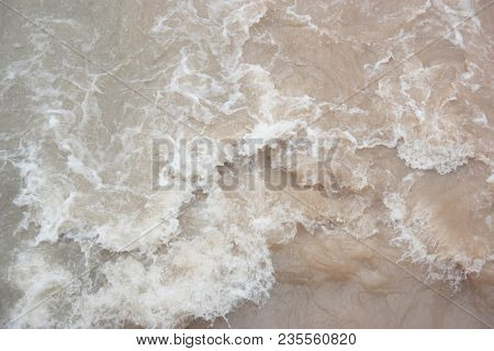 Stormy Clayey Water In A River, Spring Background