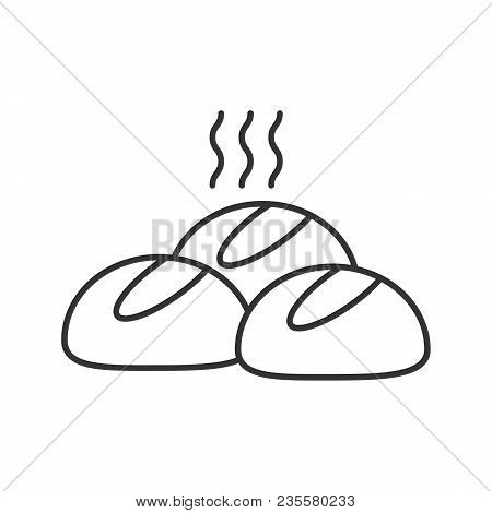 Dinner Rolls Linear Icon. Thin Line Illustration. Round Buns. Contour Symbol. Vector Isolated Outlin