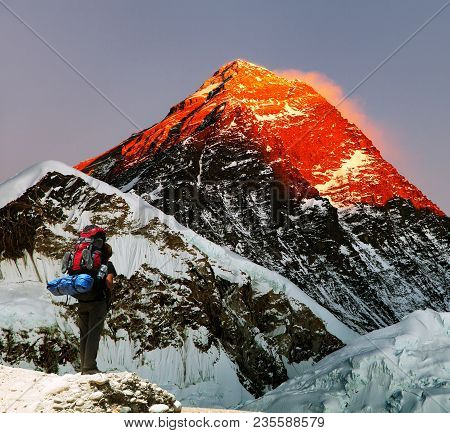Evening View Of Mount Everest With Beautiful Sky, And Khumbu Glacier From Kala Patthar - Khumbu Vall