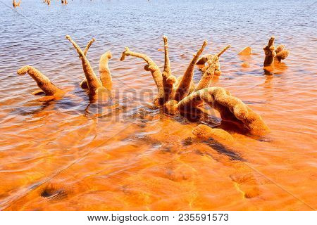 Copper Red Polluted Lake Mine In Gossan Cobre Huelva Spain