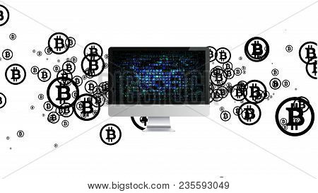Extraction Of Cryptocurrency. Mining Bitcoin Mining Of Crypto Currency.