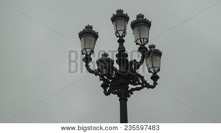 Lamppost In A Village The Town Square Of El Boalo In Madrid