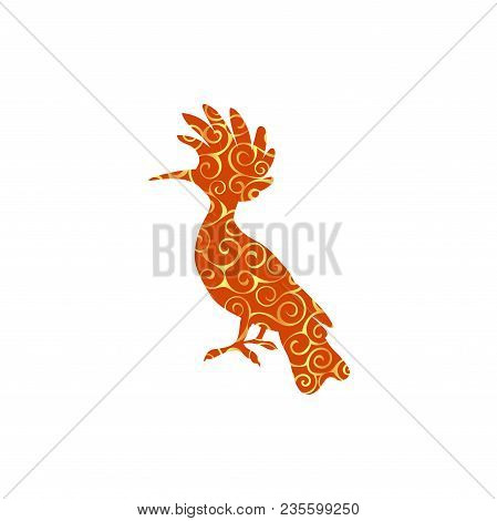 Hoopoe Bird Spiral Pattern Color Silhouette Animal. Vector Illustrator.