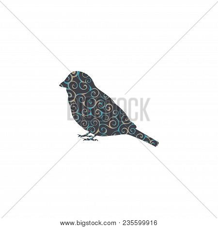 Sparrow Bird Spiral Pattern Color Silhouette Animal. Vector Illustrator.