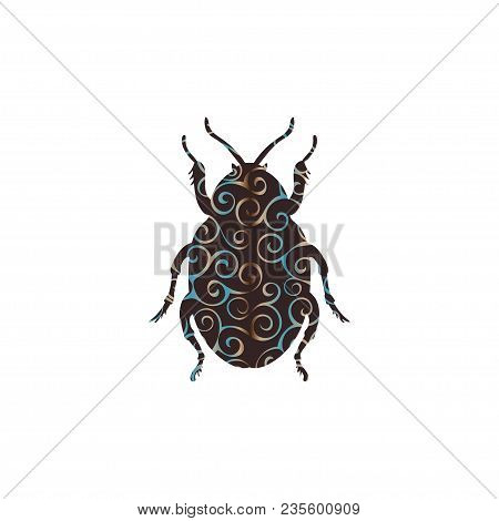 Beetle Insect Spiral Pattern Color Silhouette Animal. Vector Illustrator.