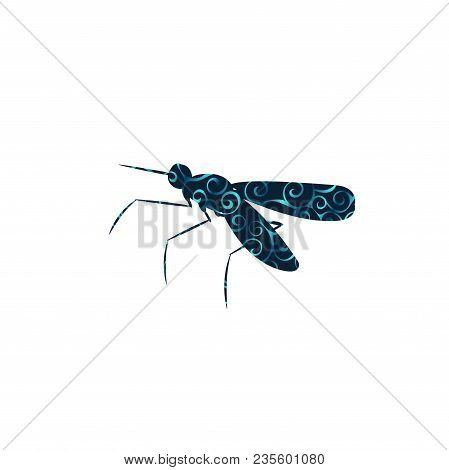 Mosquito Insect Spiral Pattern Color Silhouette Animal. Vector Illustrator.