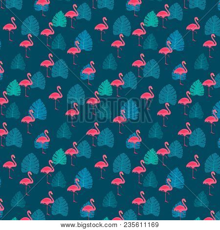 Summer Pattern Tropical Leaf Flamingo Design Trend