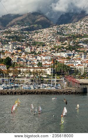 Funchal, Portugal - December 10, 2016: View Of The Marina And City Of Funchal In The Harbour Of Made