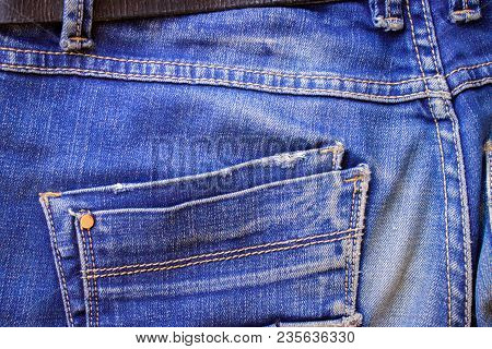 Pocket On Unisex Jeans Trousers Behind