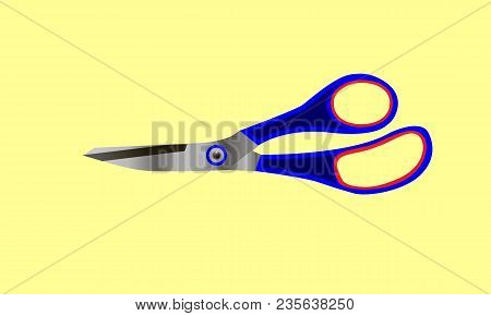 Iron Stationery Scissors Blue With Red Inserts