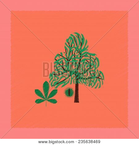 Flat Shading Style Illustration Of Tree Castanea
