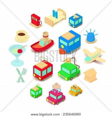 Points Of Interest Icons Set. Cartoon Illustration Of 16 Points Of Interest Vector Icons For Web
