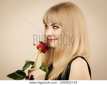 Glamour And Fashion. Gorgeous Lovely Charming Young Lady Portrait. Smiling Attractive Blonde Stylish