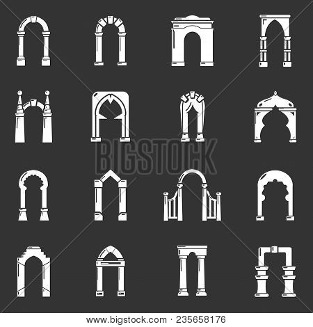 Arch Types Icons Set Vector White Isolated On Grey Background
