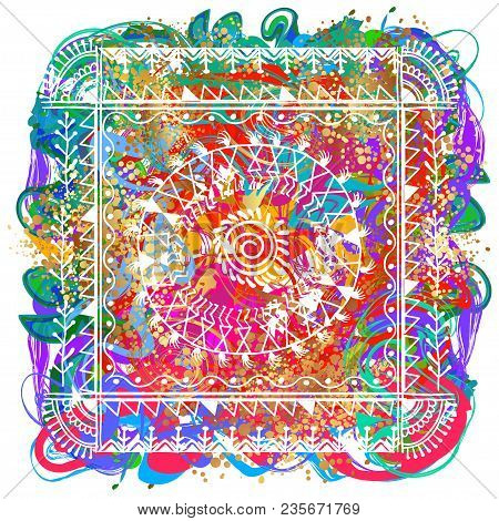 Warli Painting - Hand Drawn Traditional The Ancient Tribal Art India. In The Style Of Indian Kitsch 