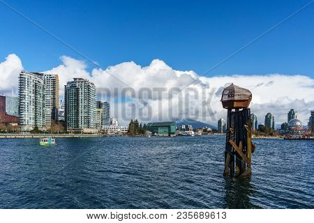 Vancouver, Canada - February 25, 2018: False Creek In Vancouver Canada At Sunny Winter Day