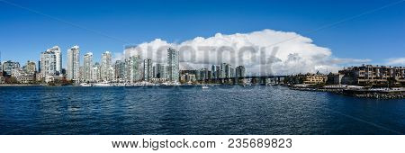 Vancouver, Canada - February 25, 2018: False Creek In Vancouver Canada At Sunny Winter Day