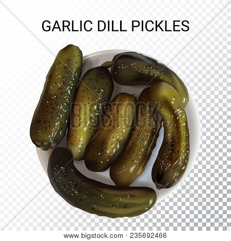 Vector Realistic Illustration Of Pickled Cucumbers. Colorful Objects On A Transparent Background.