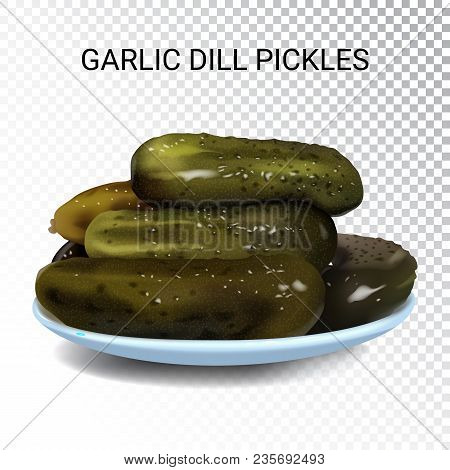 Vector Realistic Illustration Of Pickled Cucumbers. Colorful Objects On A Transparent Background.