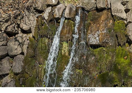 Upper Part Of  Waterfall Cascade Of River Lokorska Near Village  Lokorsko, Sofia, Bulgaria